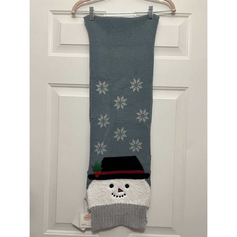 New FASHION BY MIRABEAU KNIT SNOWMAN‎ SCARF Holiday Winter Christmas Frosty - Picture 3 of 4